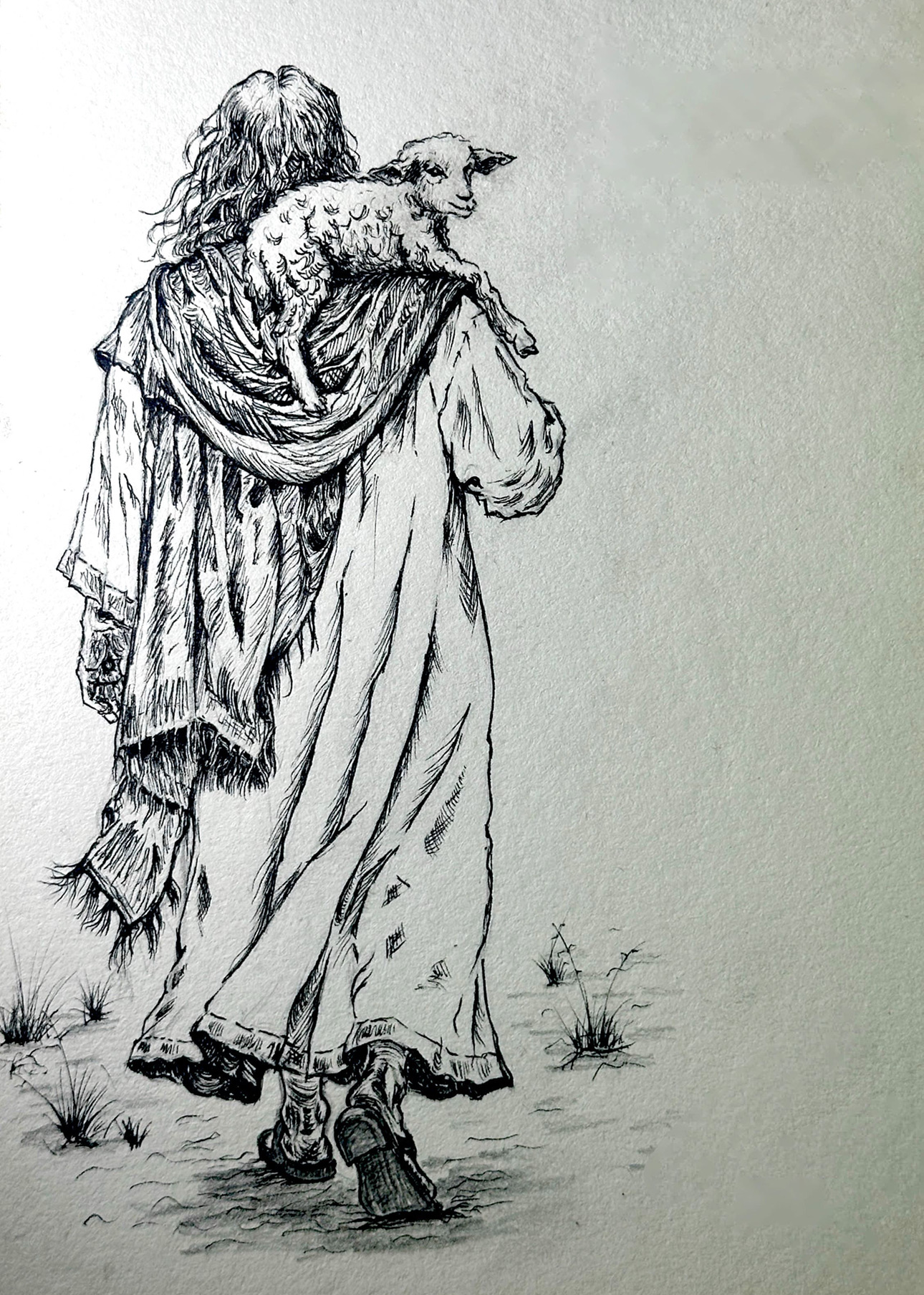 Pen and ink artwork by Rukeme Egbelughe